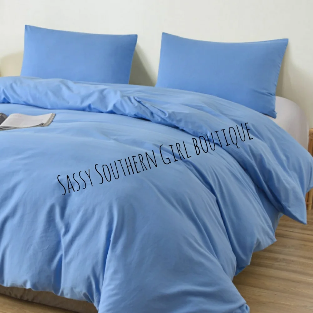 🆕⭐Powder blue 100% Cotton Duvet cover set